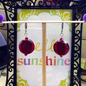Rich, Gorgeous Red Glass Earrings!